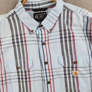 Carhartt Plaid Workwear Short Sleeve Button Shirt Utility Pocket 3XL Tall Cotton